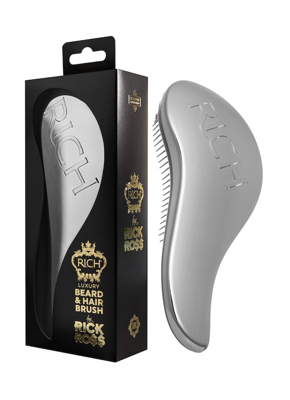 RICH By Rick Ross Luxury Beard & Hair Brush Silver (USA) *